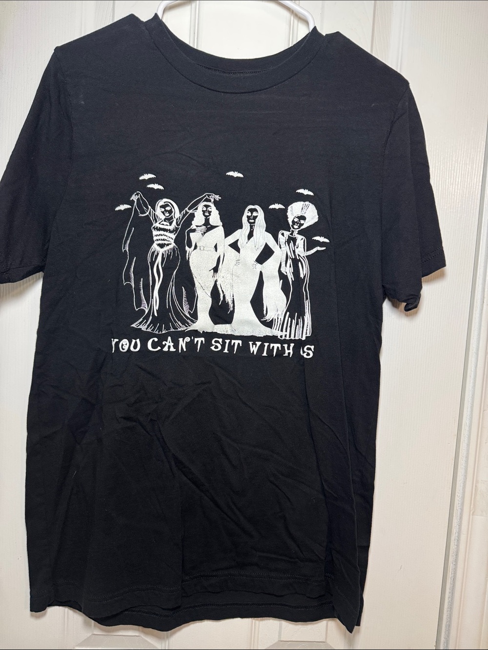 Women's Black Graphic Short Sleeve Tee - 'You Can't Sit With Us'